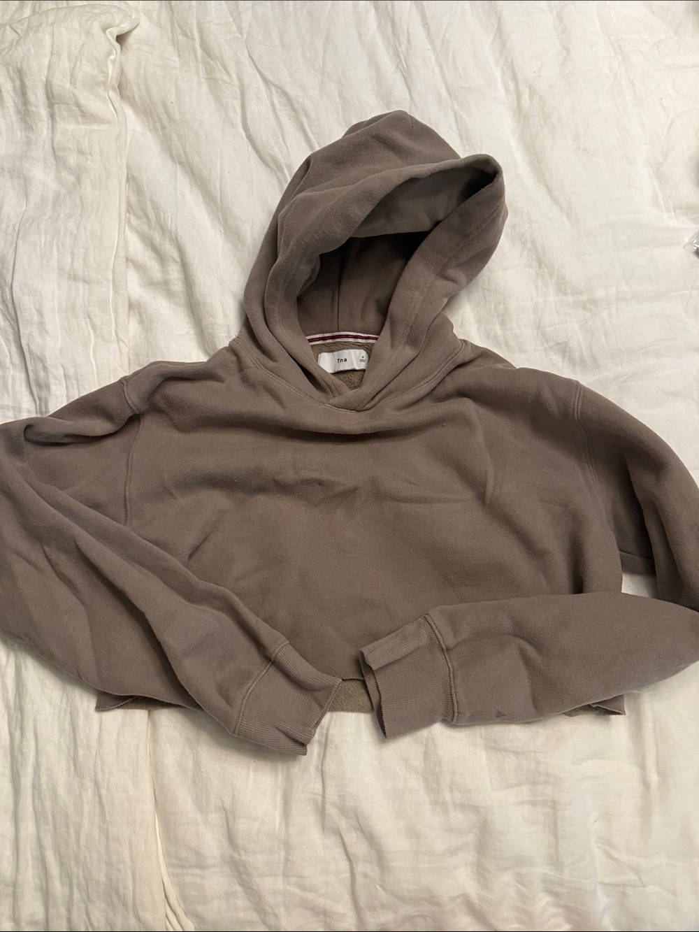 TNA Cropped Hooded Sweatshirt - Taupe